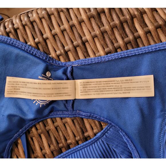 HOLLISTER Cobalt Blue Ribbed Bikini Swim Top Sz S Small Front Tie Summer Vacay - Picture 7 of 9